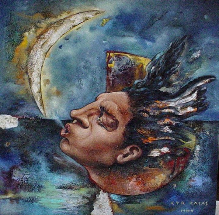 Pintura titulada "Soplo lunar (Moon b…" por Cyr Casas, Obra de arte original