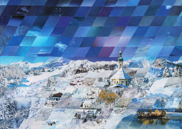 Collages intitulée "Winternachtstraum" par Cyrielle Recoura, Œuvre d'art originale