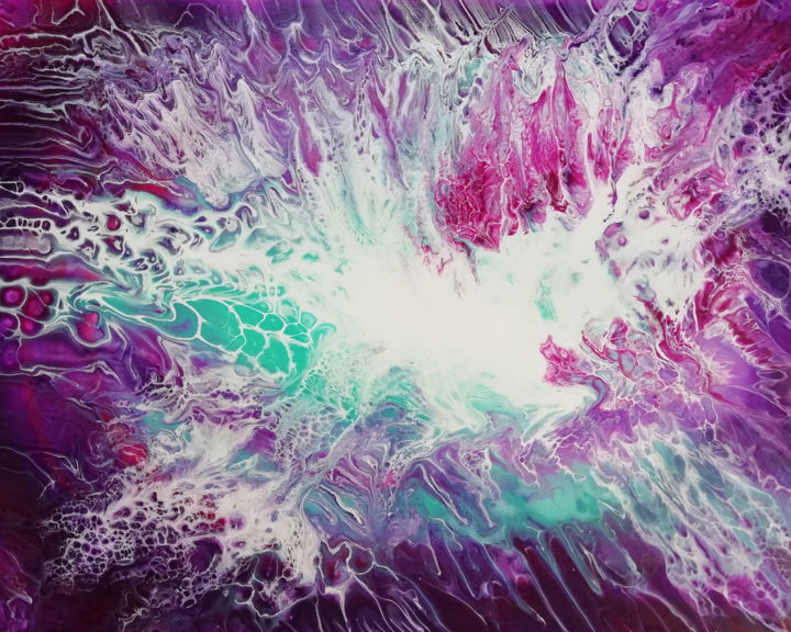 Malerei mit dem Titel "Purple Queen" von Cyrielle Recoura, Original-Kunstwerk, Acryl