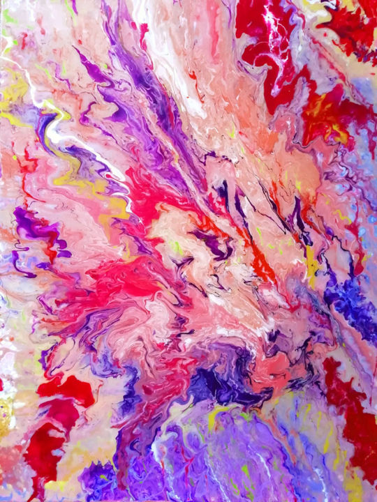 Malerei mit dem Titel "Cotton Candy" von Cyrielle Recoura, Original-Kunstwerk, Acryl