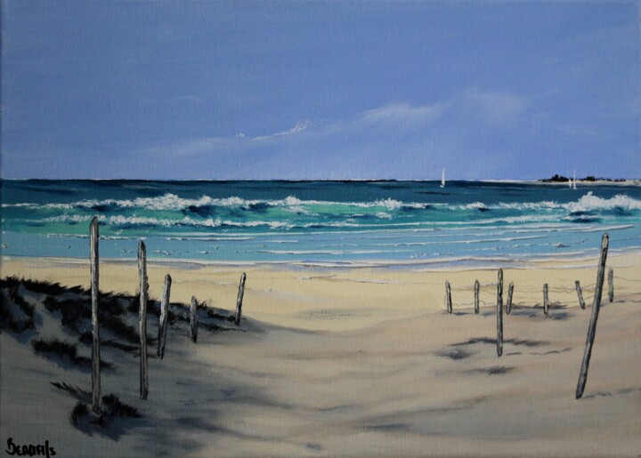 Pintura titulada "Summer beach" por Cyril Beaufils, Obra de arte original, Acrílico