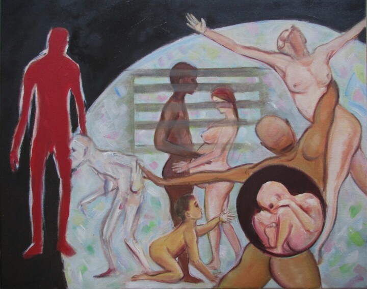 Painting titled "Birth Life and Deat…" by Cyril Harris, Original Artwork, Oil