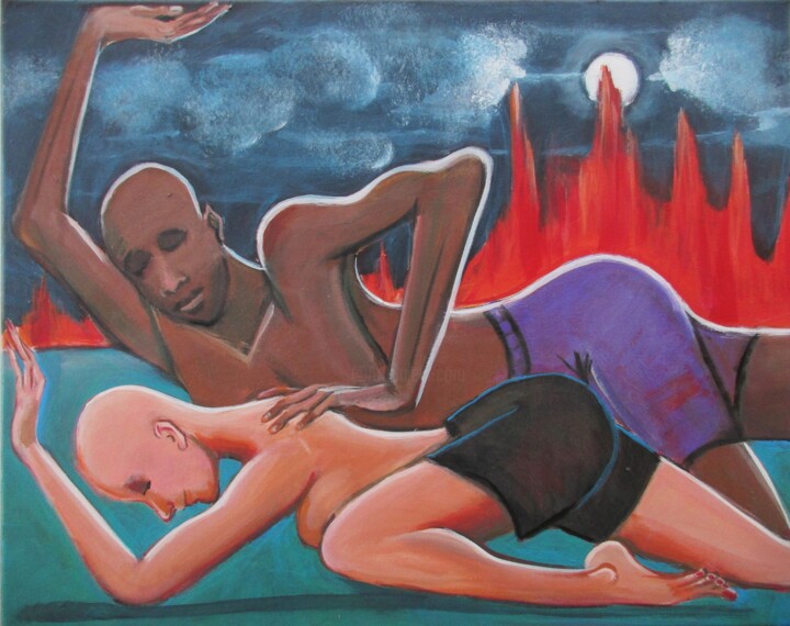 Pintura intitulada "Massagers III" por Cyril Harris, Obras de arte originais, Acrílico