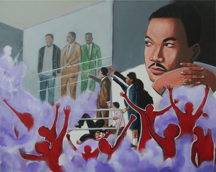 Painting titled "Kings Assassination" by Cyril Harris, Original Artwork, Acrylic