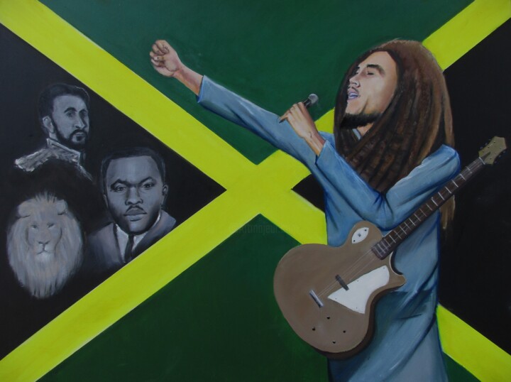 Painting titled "Marley, Garvey and…" by Cyril Harris, Original Artwork, Oil