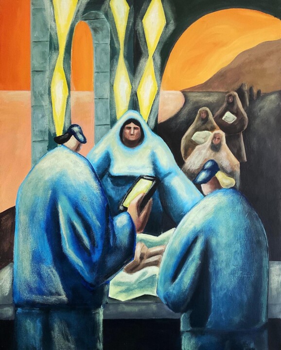 Peinture intitulée "La douane des enfan…" par Cyril Afonso, Œuvre d'art originale, Acrylique