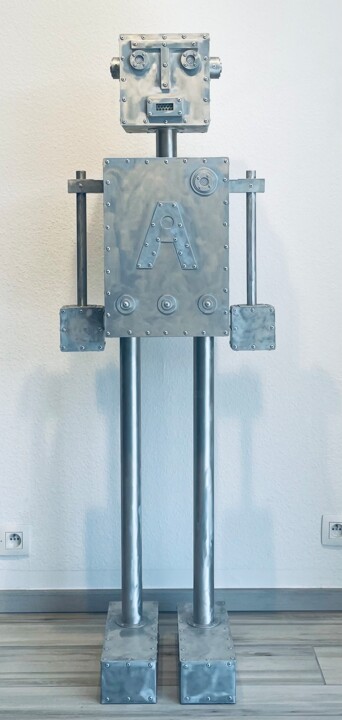 Escultura titulada "Robot A" por Cyrille Plate, Obra de arte original, Aluminio