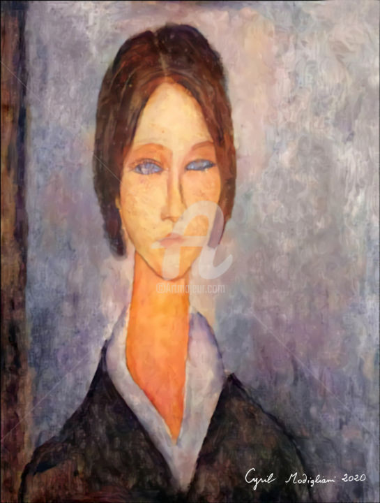 Peinture intitulée "Portrait de Julia P…" par Cyril Modigliani2020 (Cyril Modigliani 2020), Œuvre d'art originale, Acrylique