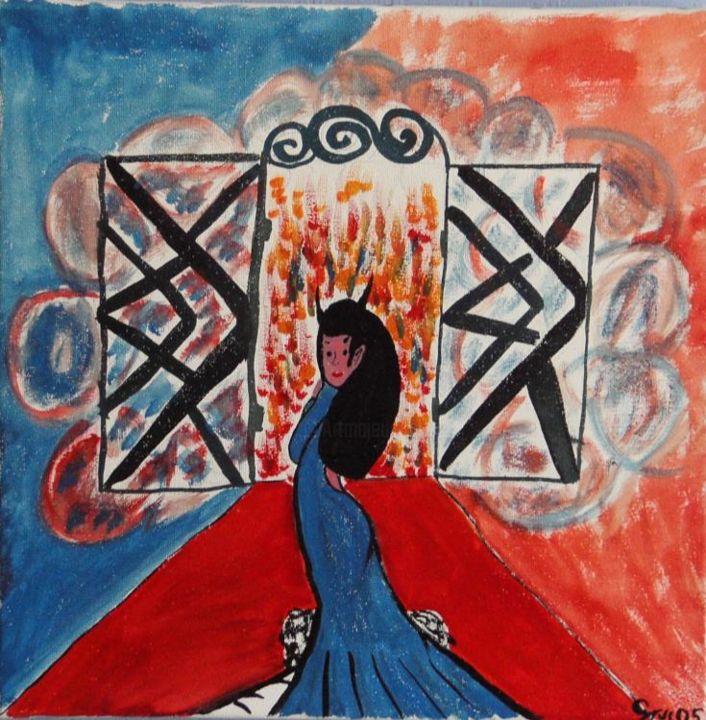 Painting titled "Mi-ange, mi-démon" by Cyrus, Original Artwork