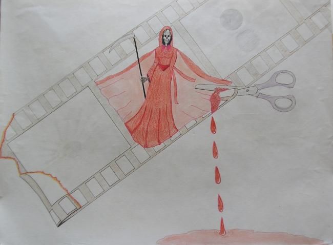 Peinture intitulée "La mort du cinéma" par Cyrus, Œuvre d'art originale, Huile