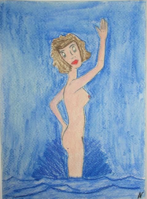 Peinture intitulée "Eve sortant de l'eau" par Cyrus, Œuvre d'art originale, Huile