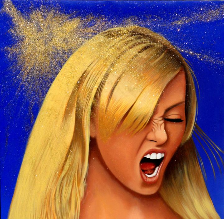 Peinture intitulée "Charlize-loves-gold" par Czart, Œuvre d'art originale, Acrylique