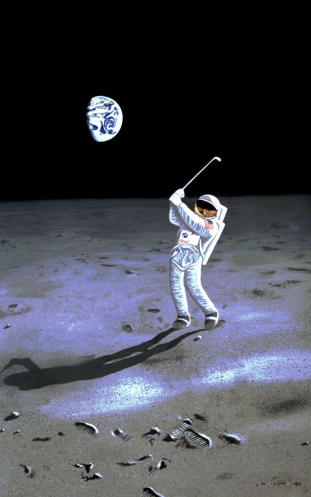 Peinture intitulée "The moon golf" par Czart, Œuvre d'art originale, Acrylique