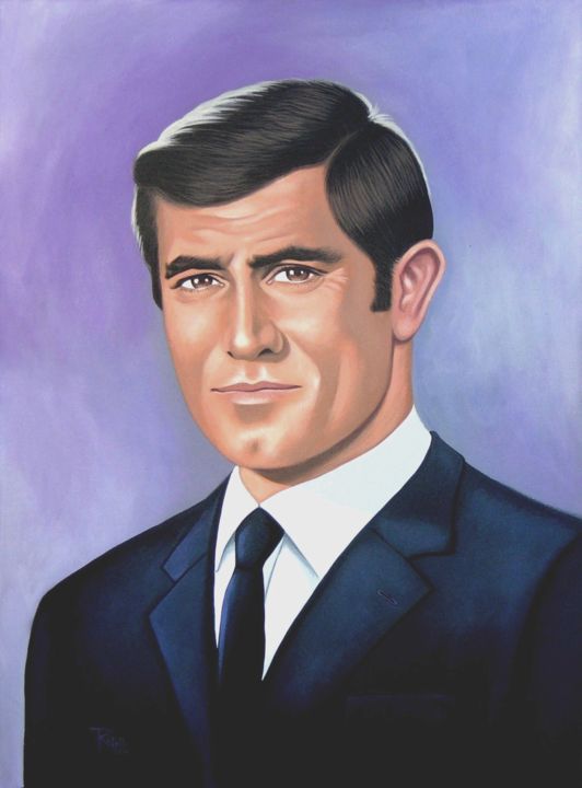 Schilderij getiteld "George Lazenby" door Czart, Origineel Kunstwerk, Acryl