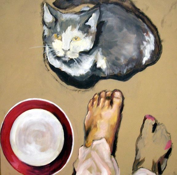 Painting titled "Pussy Footing" by Christina Zuloaga, Original Artwork