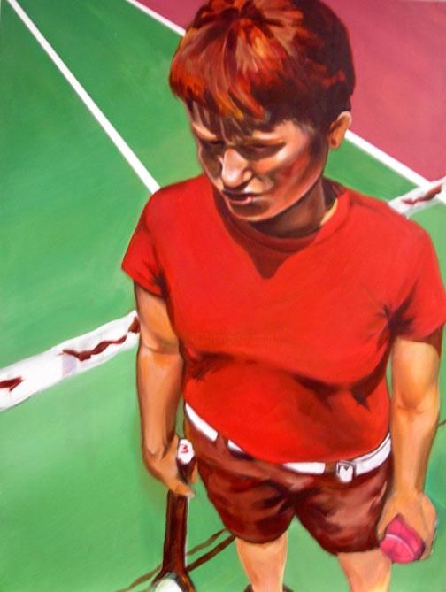 Painting titled "Da Tennis Player" by Christina Zuloaga, Original Artwork
