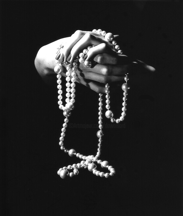 Photography titled "La Main au Collier" by D-A Woisard, Original Artwork, Analog photography Mounted on Cardboard