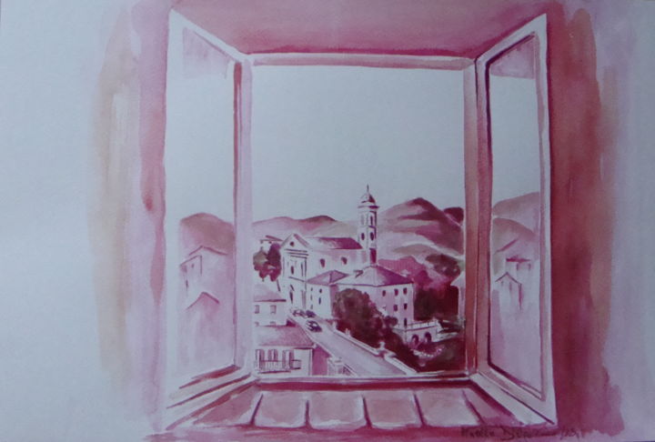 Painting titled "LA STANZA DEL BARONE" by M.D-Agostino, Original Artwork, Watercolor