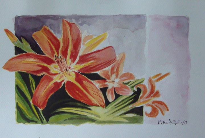 Painting titled "" GIARDINO" - acque…" by M.D-Agostino, Original Artwork, Watercolor