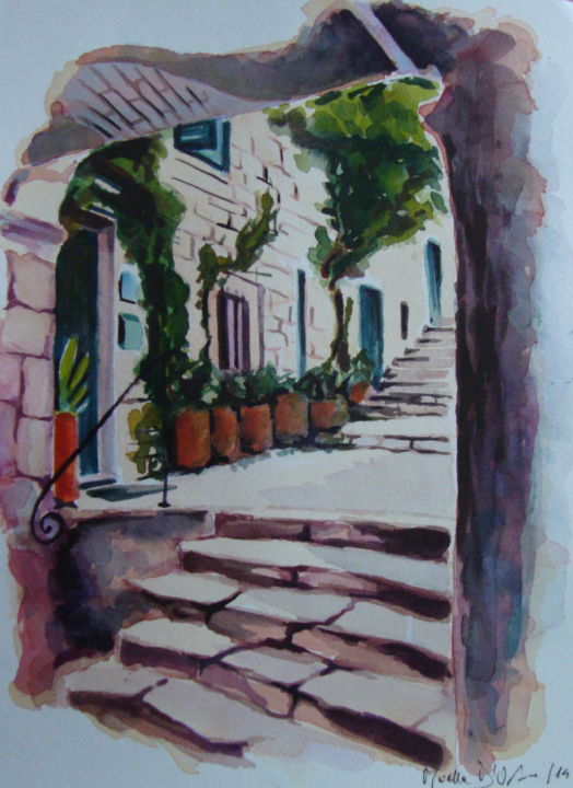 Painting titled "ACQUERELLO 23X31 AN…" by M.D-Agostino, Original Artwork, Watercolor