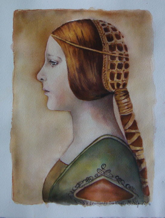 Картина под названием "DA: la-bella-princi…" - M.D-Agostino, Подлинное произведение искусства, Акварель