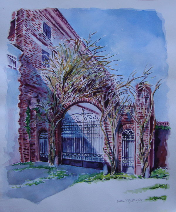 Painting titled "Castagnole Piemonte…" by M.D-Agostino, Original Artwork, Watercolor