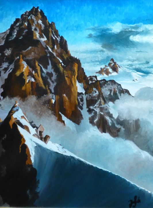 Painting titled "Dans les Alpes" by Daniele Baille Barrelle, Original Artwork, Oil