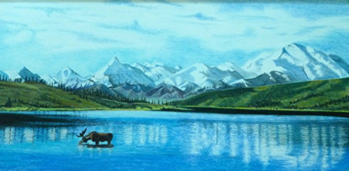 Painting titled "Le Denali, Alaska" by Daniele Baille Barrelle, Original Artwork, Other