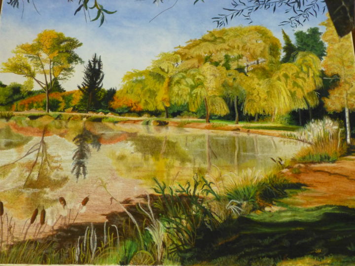 Painting titled "L'Etang Moreau" by Daniele Baille Barrelle, Original Artwork, Other