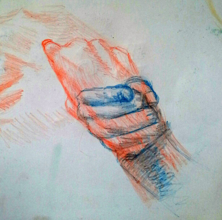 Drawing titled "Hand" by D. D Énes Á, Original Artwork, Pencil