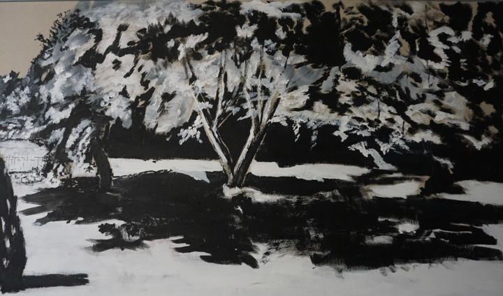 Painting titled "arbres" by Dominique Duhot, Original Artwork, Acrylic