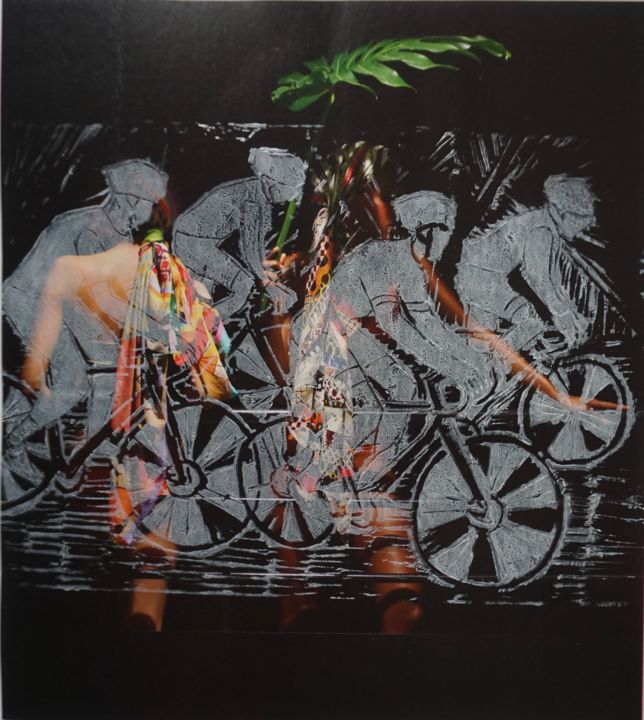 Εκτυπώσεις & Χαρακτικά με τίτλο "Vélos à la palme ve…" από Dominique Duhot, Αυθεντικά έργα τέχνης, Χαρακτική