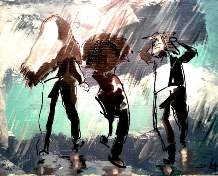 Pintura titulada "pluie5." por Danielle Legendre, Obra de arte original, Acrílico