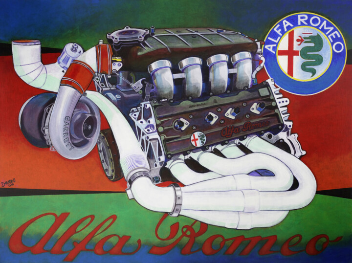 Картина под названием "Alfa Romeo Indy V8" - D-Marko-O, Подлинное произведение искусства, Акрил