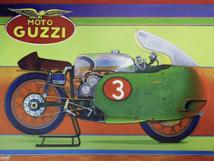 Painting titled "MOTO GUZZI V8" by D-Marko-O, Original Artwork, Acrylic