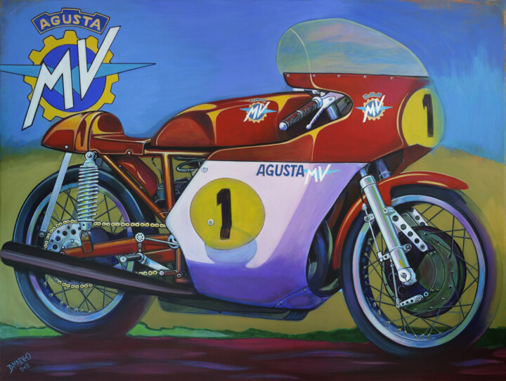 Pintura intitulada "MV Agusta 500-3 Evo…" por D-Marko-O, Obras de arte originais, Acrílico