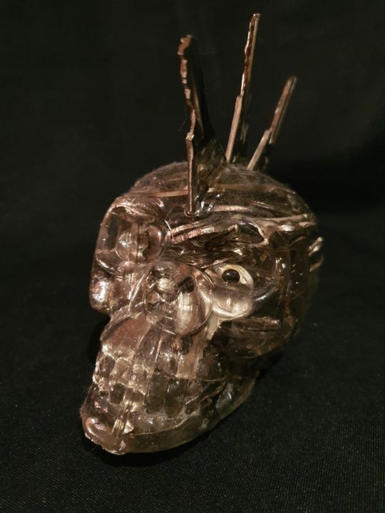 Sculpture intitulée "Tête de Mort Irokoi" par D.S.A.Rt, Œuvre d'art originale, Résine
