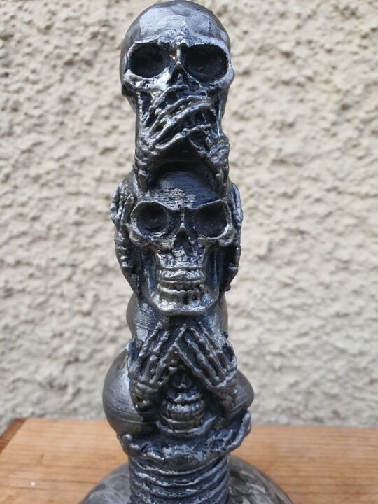 Sculptuur getiteld "Crâne de la sagesse" door D.S.A.Rt, Origineel Kunstwerk, Aluminium
