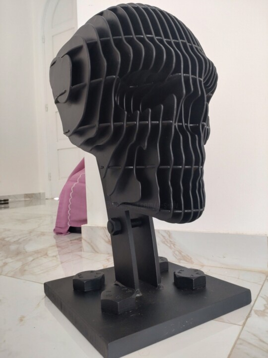 Скульптура под названием "Metal Skull" - D.S.A.Rt, Подлинное произведение искусства, Металлы