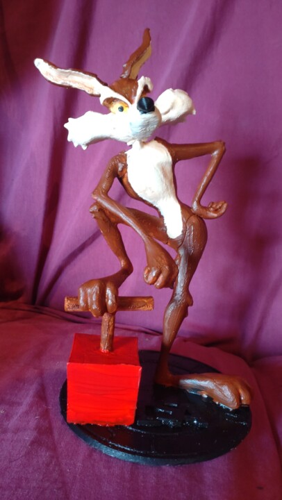 Sculpture titled "Le Coyote" by D.S.A.Rt, Original Artwork, Clay