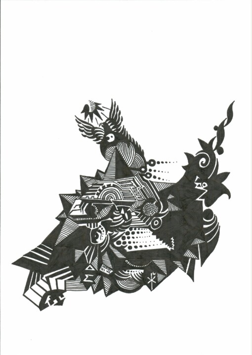 Dessin intitulée "Phoenix" par D.S.Red, Œuvre d'art originale, Stylo gel