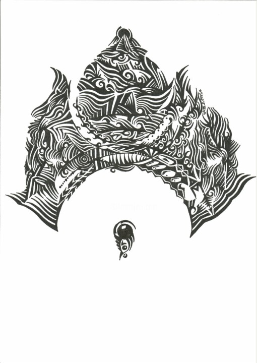 Σχέδιο με τίτλο "The Crown" από D.S.Red, Αυθεντικά έργα τέχνης, Γέλη στυλό