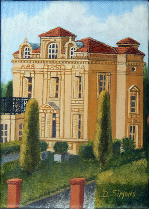 Pittura intitolato "Miniature French Ri…" da D. Simons, Opera d'arte originale, Olio Montato su Telaio per barella in legno