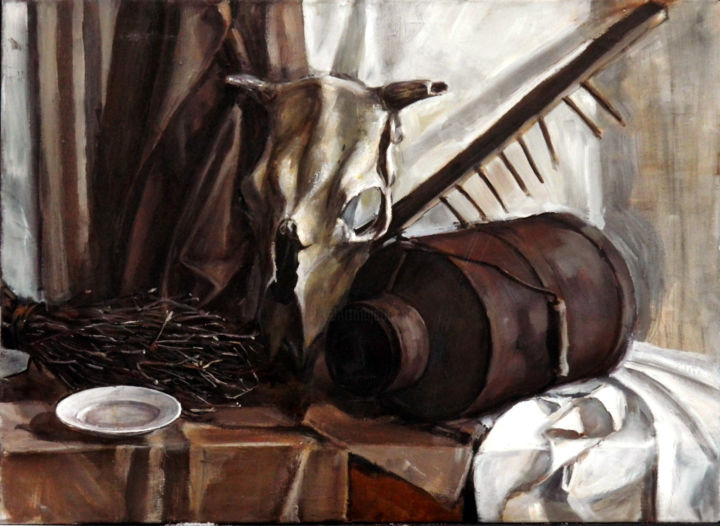 Painting titled "Деревенский натюрмо…" by Данил Колпакчи, Original Art,