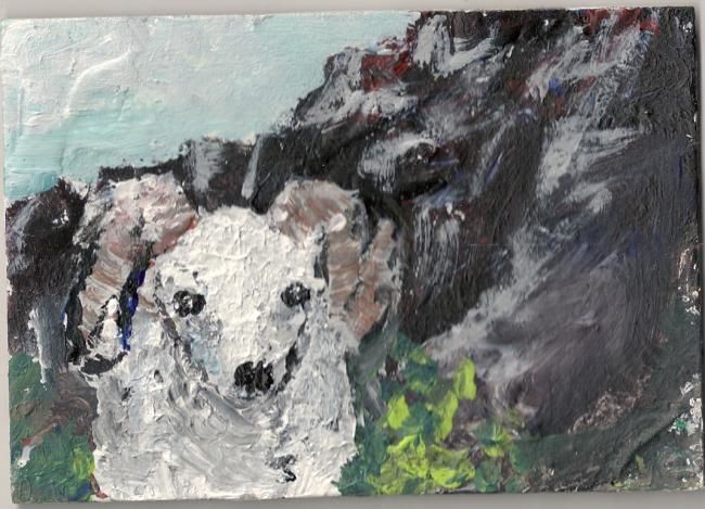 Painting titled "mountain goat" by David Chupp, Original Art,