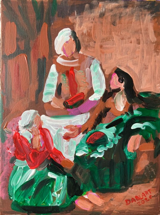 Peinture intitulée "Conversation" par Dablart, Œuvre d'art originale, Acrylique Monté sur Châssis en bois