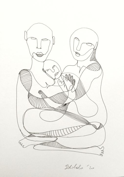 Drawing titled "coppia 01" by Dabobabo, Original Artwork, Marker