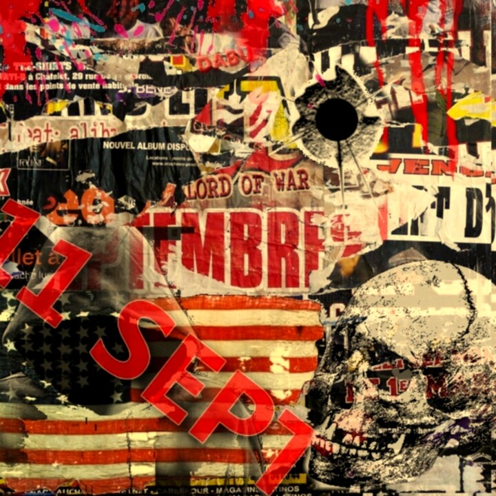 Peinture intitulée "11 SEPTEMBRE" par Dabu., Œuvre d'art originale, Bombe aérosol
