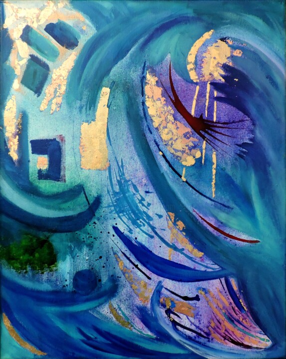Peinture intitulée "Le monde est bleu" par Daby, Œuvre d'art originale, Acrylique