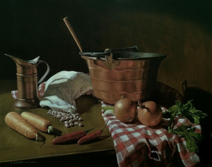 Pintura titulada "La fagiolata" por Stefano D'Acunto, Obra de arte original, Oleo Montado en Bastidor de camilla de madera